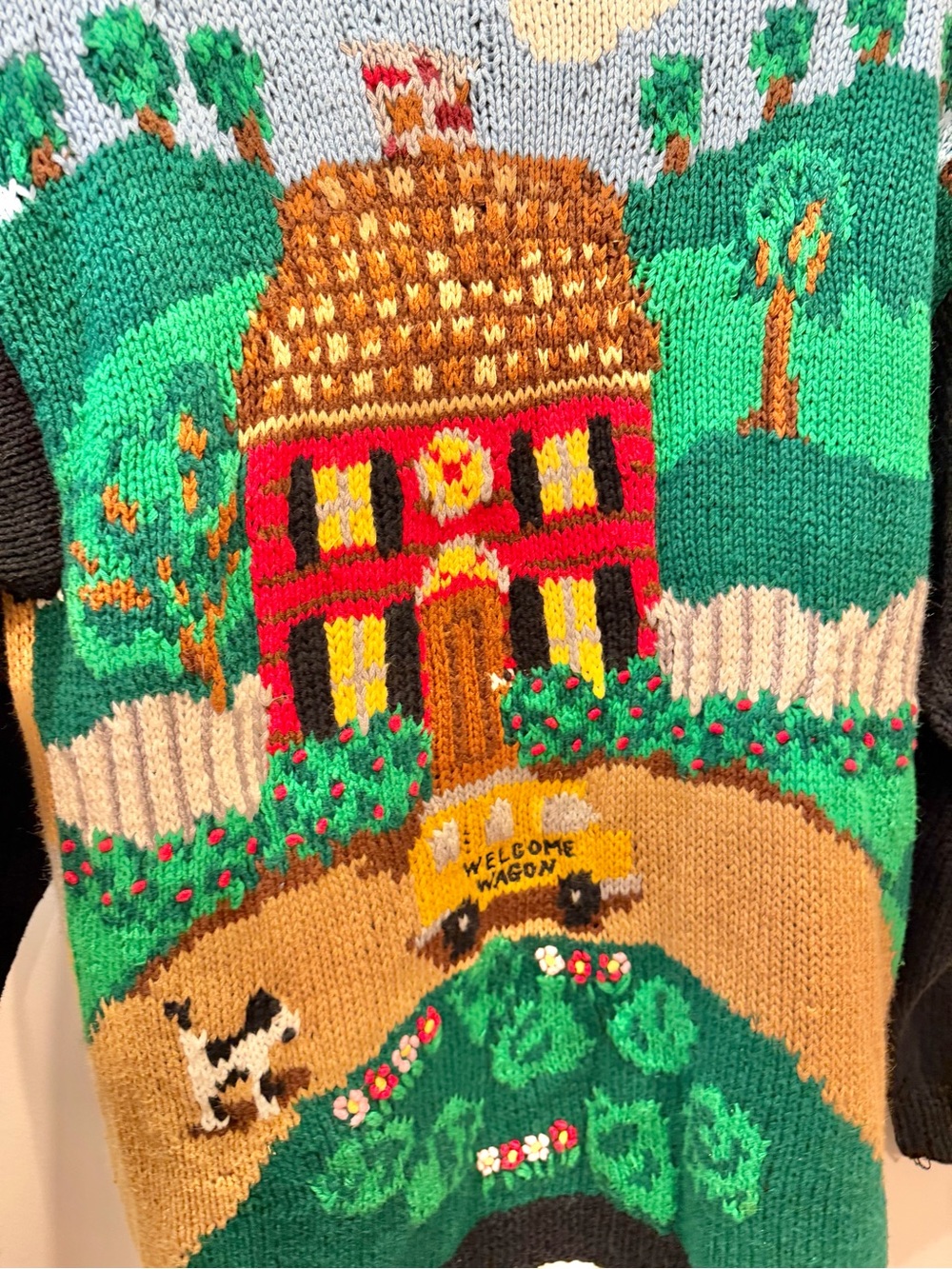 VINTAGE 90s THE EAGLES EYE Hand Knit Cottagecore House For Sale Cardigan - Picture 8 of 10
